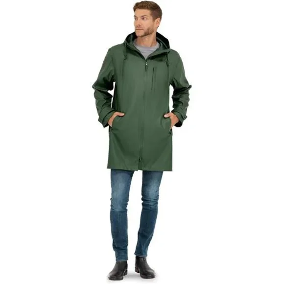 Rain JacketWaterproof, Windproof, Long Raincoat with Hood for Men
